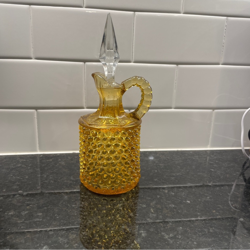 Vintage Amber Glass Decanter with Stopper
